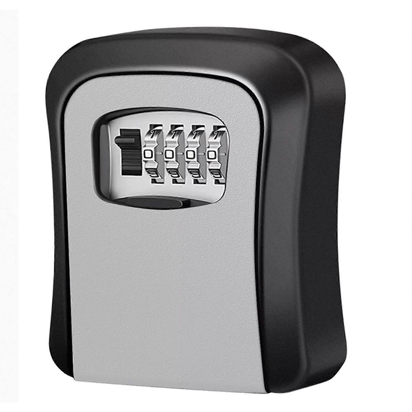Key Lock Box Portable Wall Mounted 4 Digit Combination Key Safe Storage Lock Box compatible Outside Grey