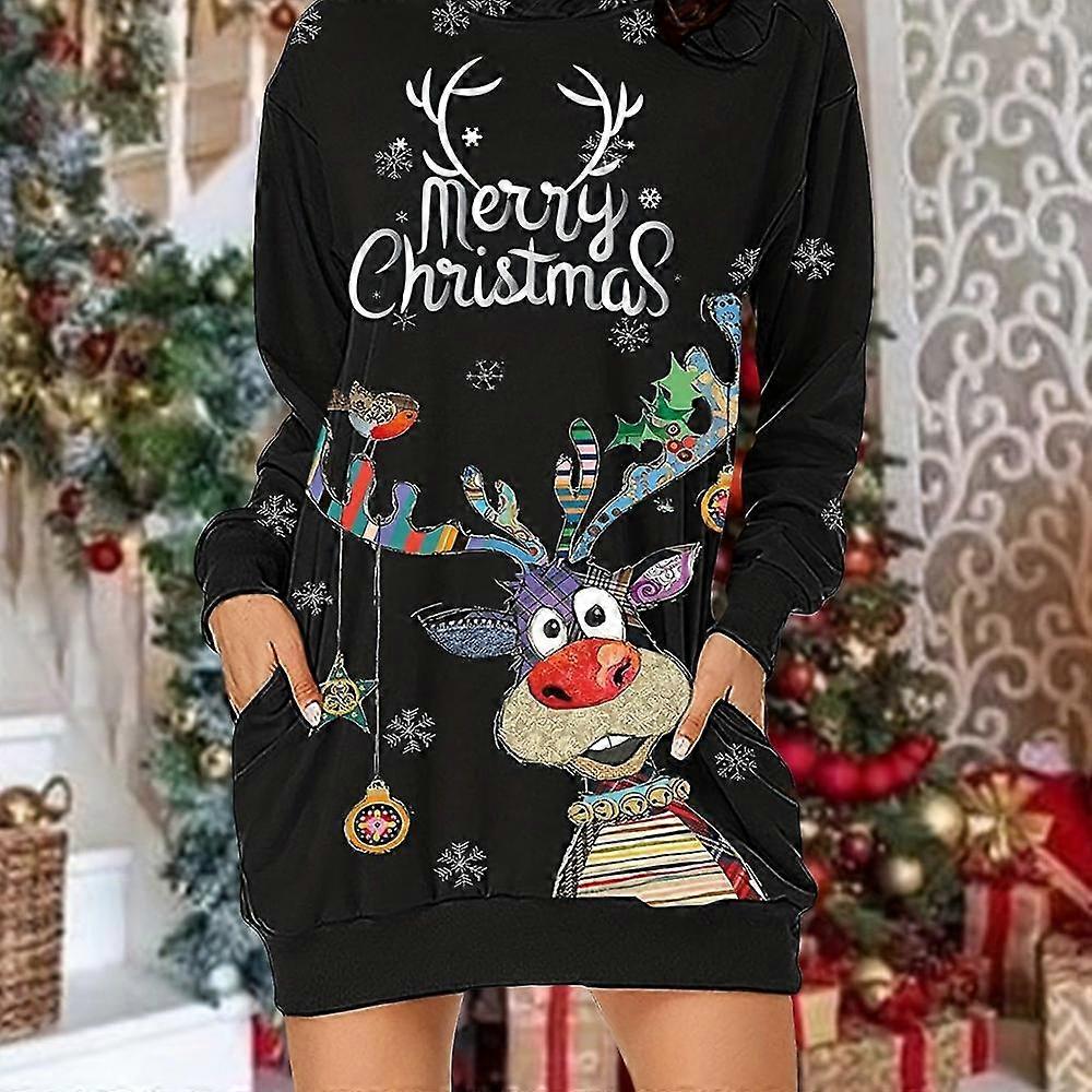 Robe à capuche décontractée imprimée de Noël Robe à capuche à manches longues Premium