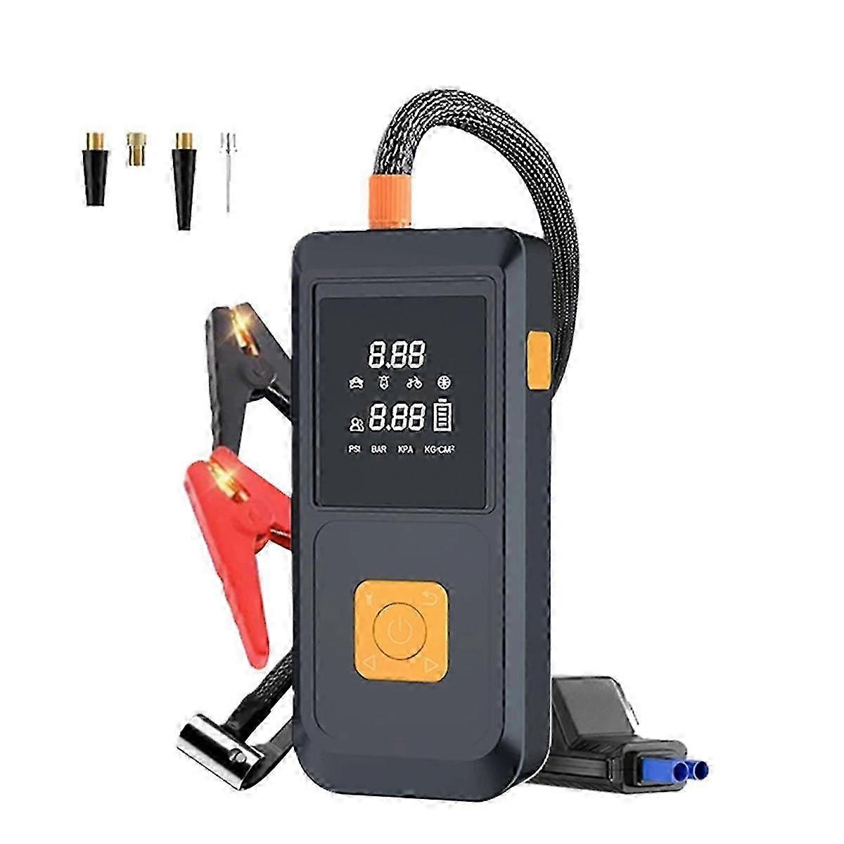 Portable Jump With Air Pump Automobile Battery Booster Power Pack With Led Light Multi-function Tire Inflator
