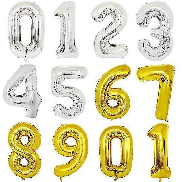 90cm Number Balloon Gold And Silver Metallic