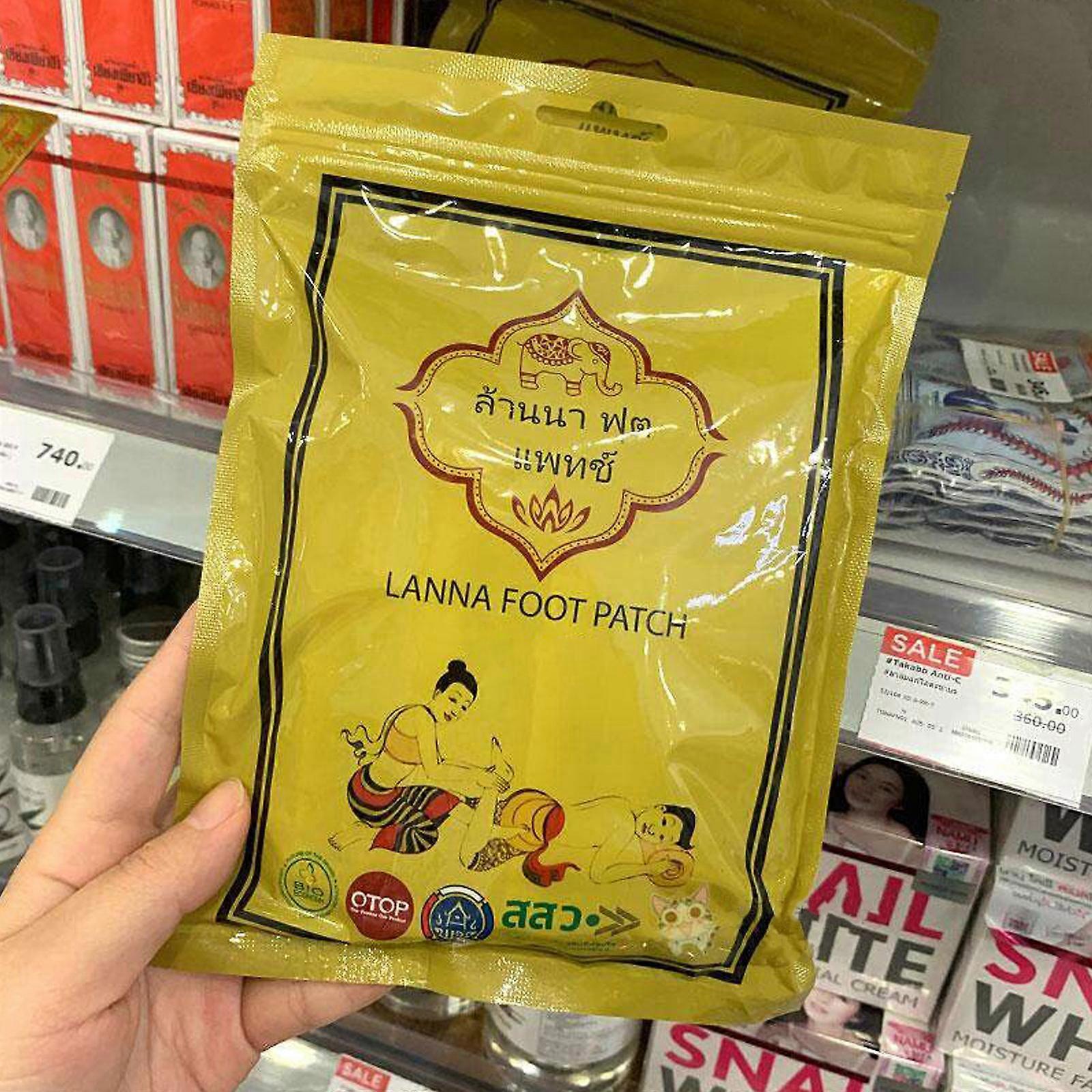 2024 新品、タイ LANNA スリープ フット パッチ 除湿 スリーピング 10 個 加温 コールド TCM 理学療法 80G 不織布 イエロー