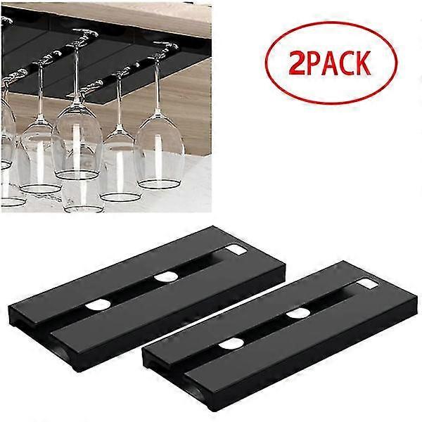 2er-Pack Kunststoff-Weinglashalter, schwarzer Weinglas-Display-Ständer unter dem Schrank hängender Weinglashalter für Küchenbar Esszimmer