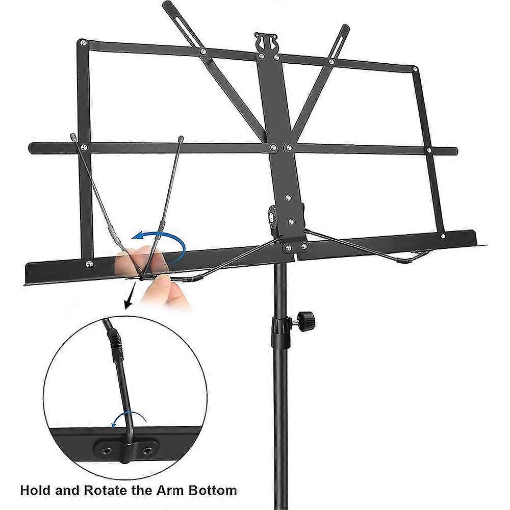調節可能なステージスタンドヘビーデューティー大型金属製楽譜指揮者折りたたみ+バッグ