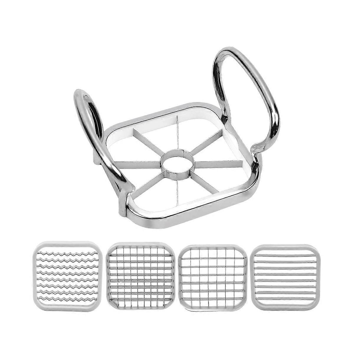 Edelstahl-Chipsschneider, Kartoffelschneider ist sehr vielseitig mit 5 verschiedenen Klingenformen, Kartoffel Silber