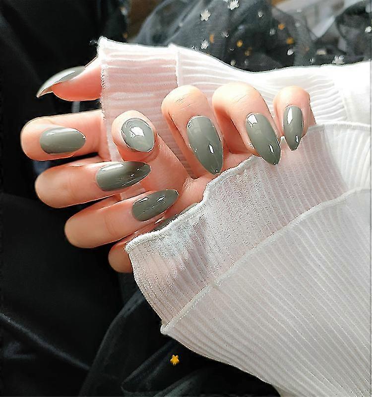 Solid Color Hand-wearing Medium-length Simple Jelly Glue Manicure Multi-color False Nail Patch