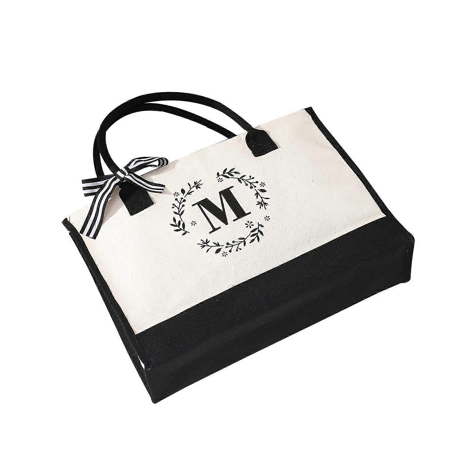 New,Letter Canvas Bag, Versatile Tote Bag Handheld Large Capacity