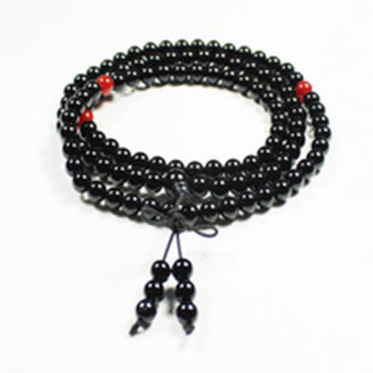 Three Layers Charm Bracelet Round Black 108 Buddha Beads Bangle Unisex