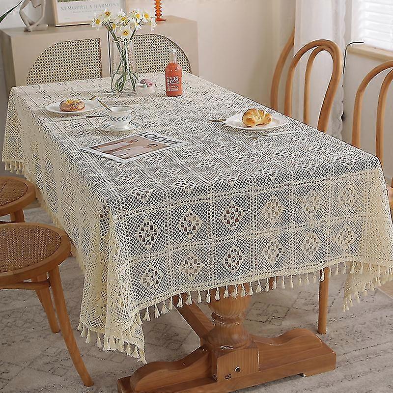Crochet Lace Tablecloth Rectangle Table Cloths Runner With Vintage Embroidered For Kitchen Dining
