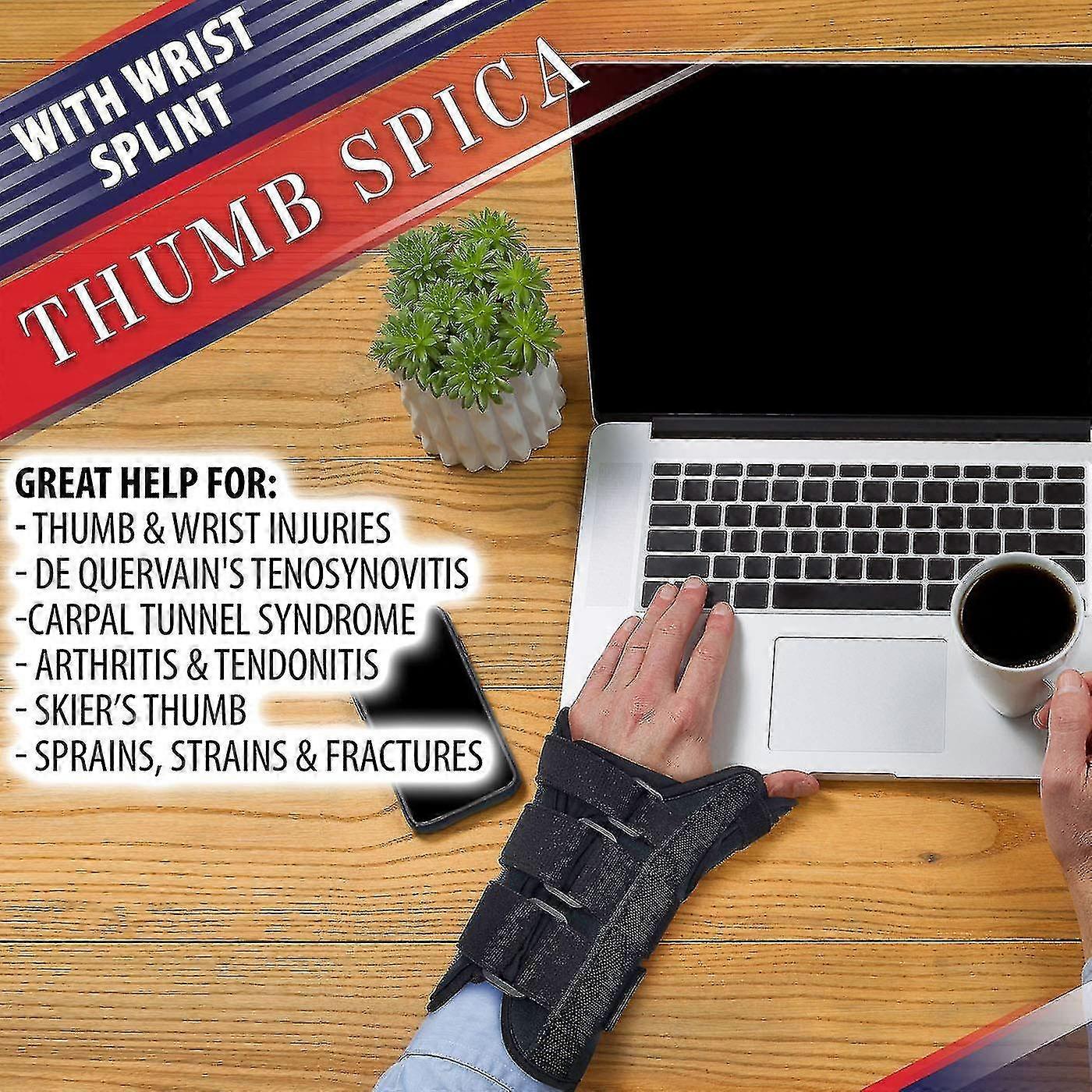 Thumb Spica Splint & Wrist Brace Both A Wrist Splint And Thumb Splint To Support Sprains, Tendinosis, De Quervain's Tenosynovitis