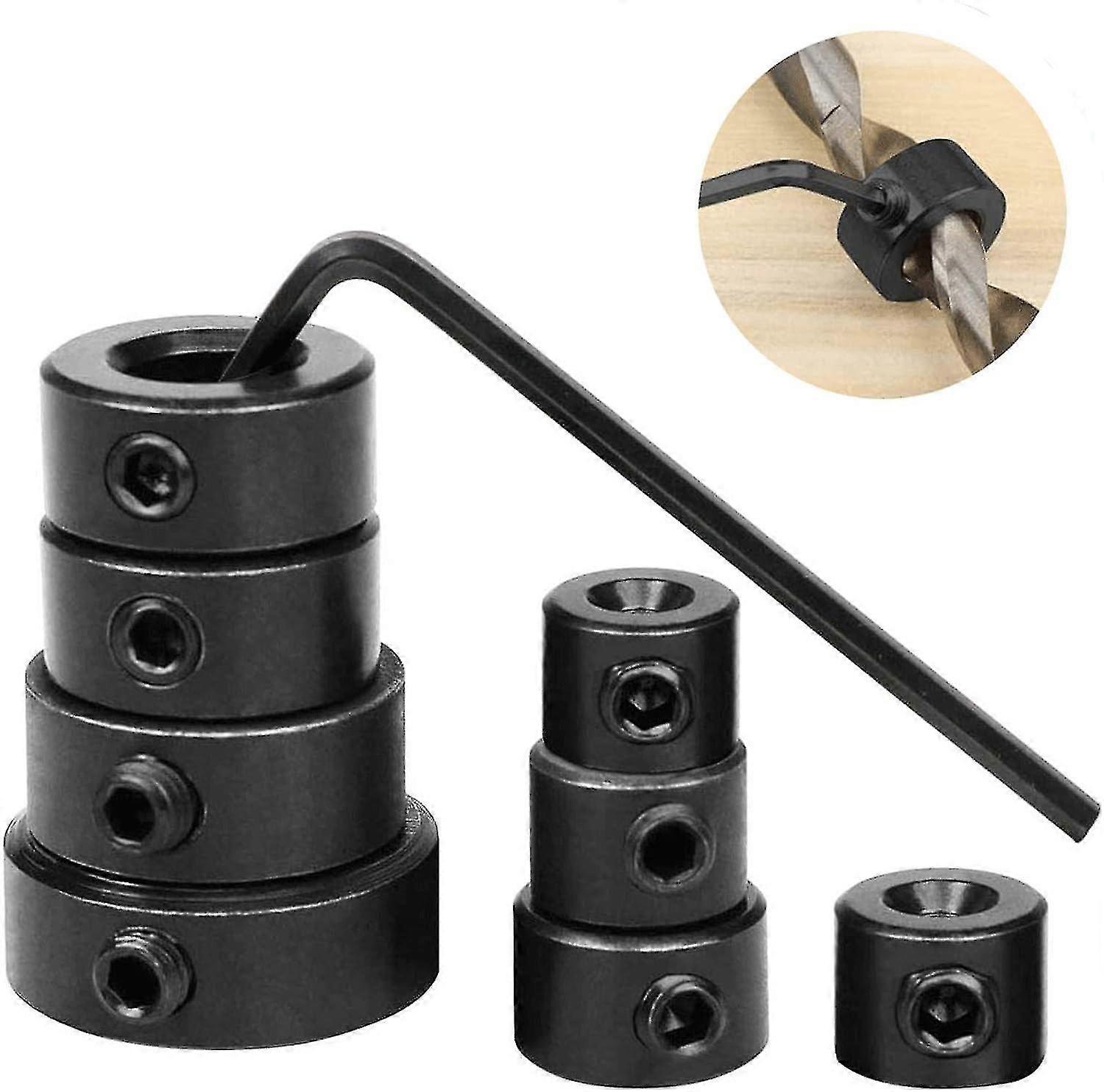 8Pcs Drill Bit Depth Stop Collar Ring Positioner Locator 3/4/5/6/8/10/12/16mm Woodworking
