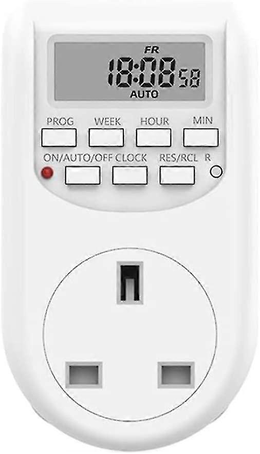 Plug Timer, Timer Outlet, Timed Programmable Outlet With Countdown And On/off Repeat Cycle Timer Lights British Standard