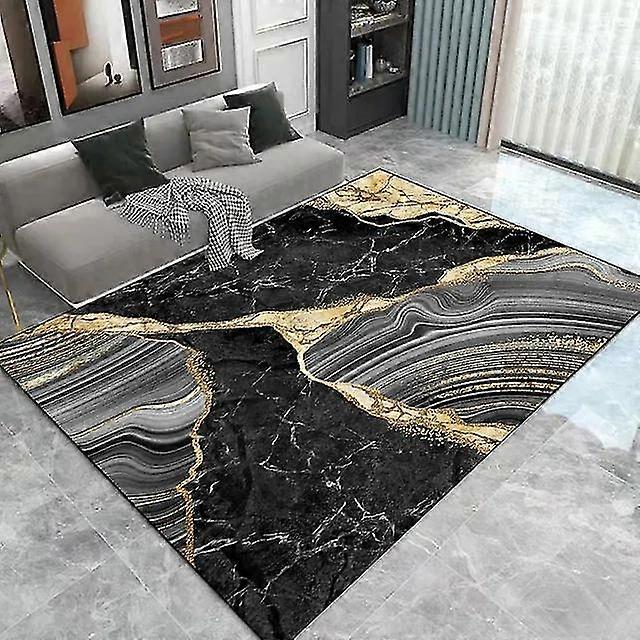 Black Gold Marble Carpet For Living Room Luxury Home Decoration Sofa Table Large Area Rugs Non-slip Floor Mat Entrance Door Mat