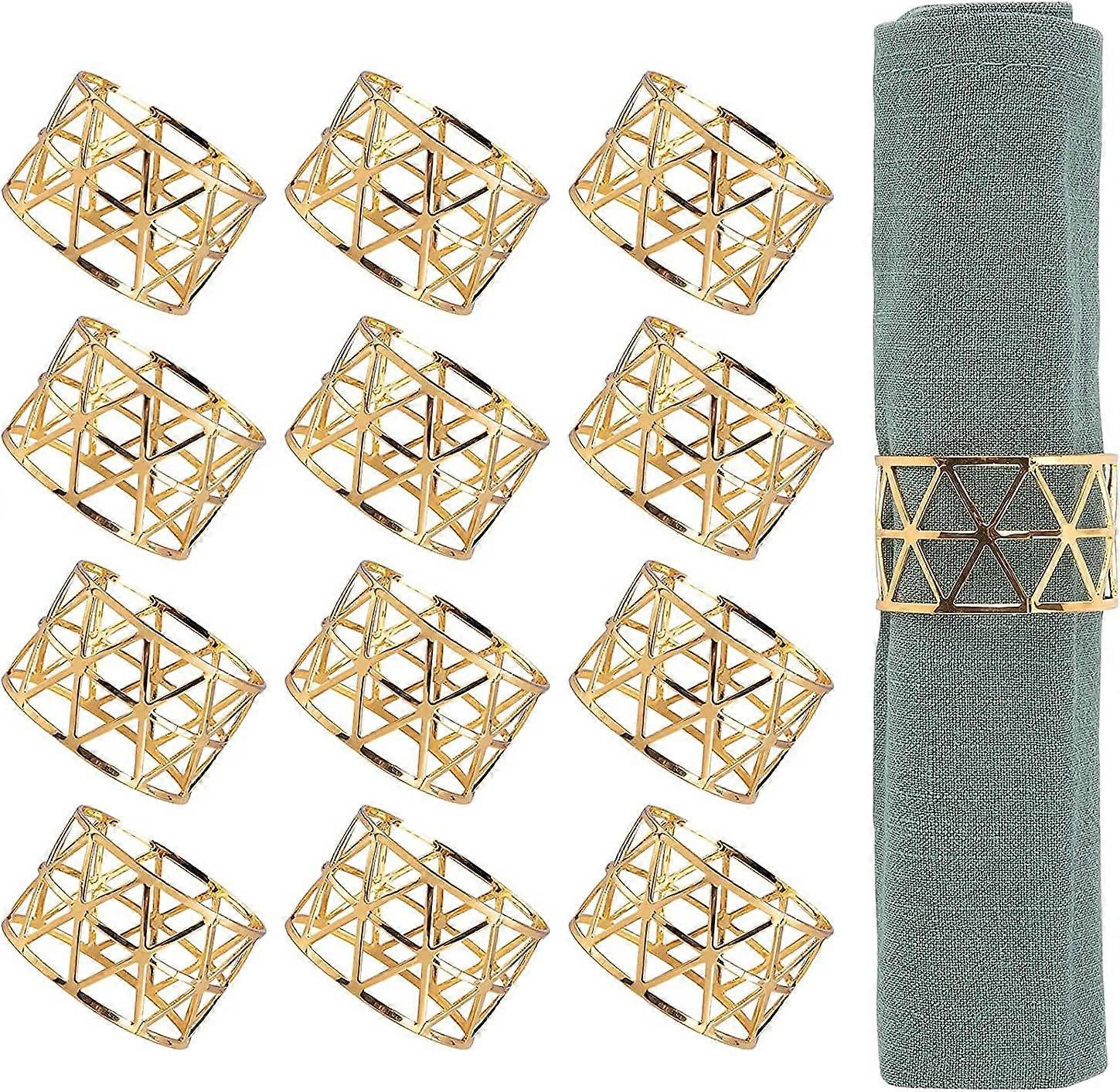 12 Pcs - Gold Napkin Rings, Table Decorations