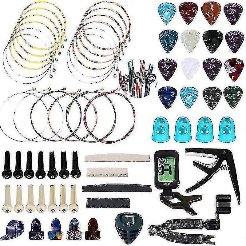 66-delars gitarrtillbehörssats, gitarrben, för gitarrister och nybörjare