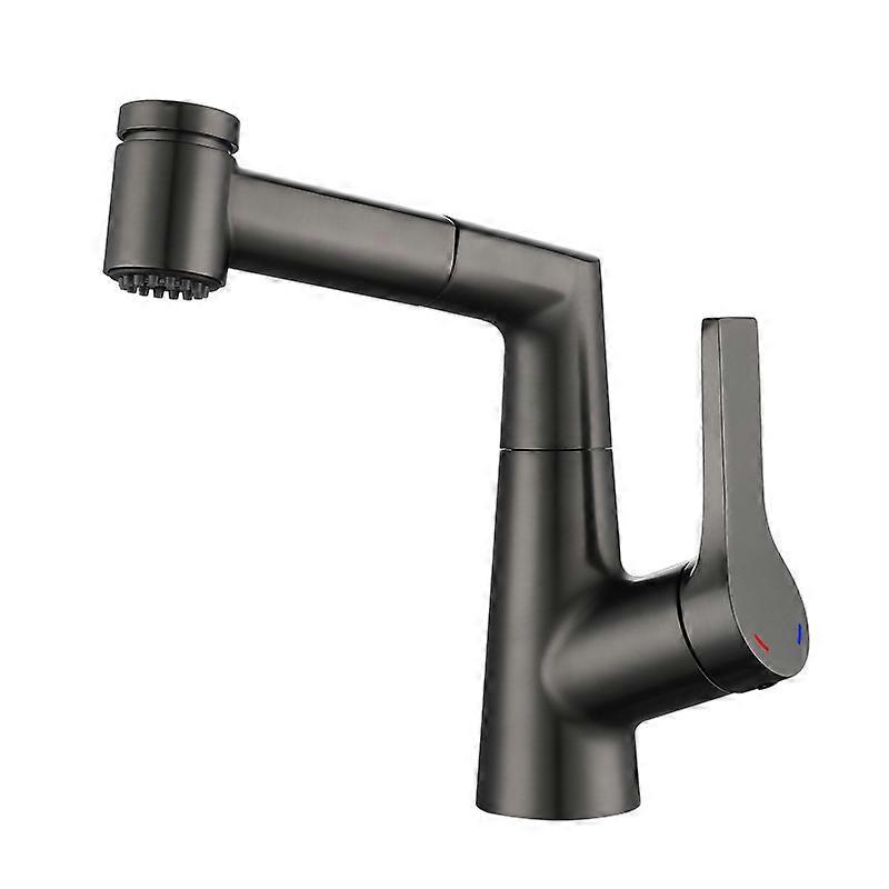 Brass Drawer Basin Faucet Lifting Rotating Faucet Gun Gray Brushed Gold