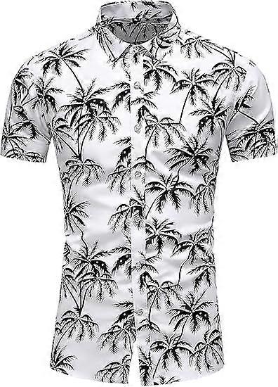 Camisa de vestir estampada hawaiana con botones para hombre