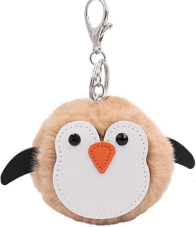 Men Women Cute Lovely Round Face Fluffy Plush Penguin Keychain Key-Chains Keyring Backpack Car Key Ring Pendant