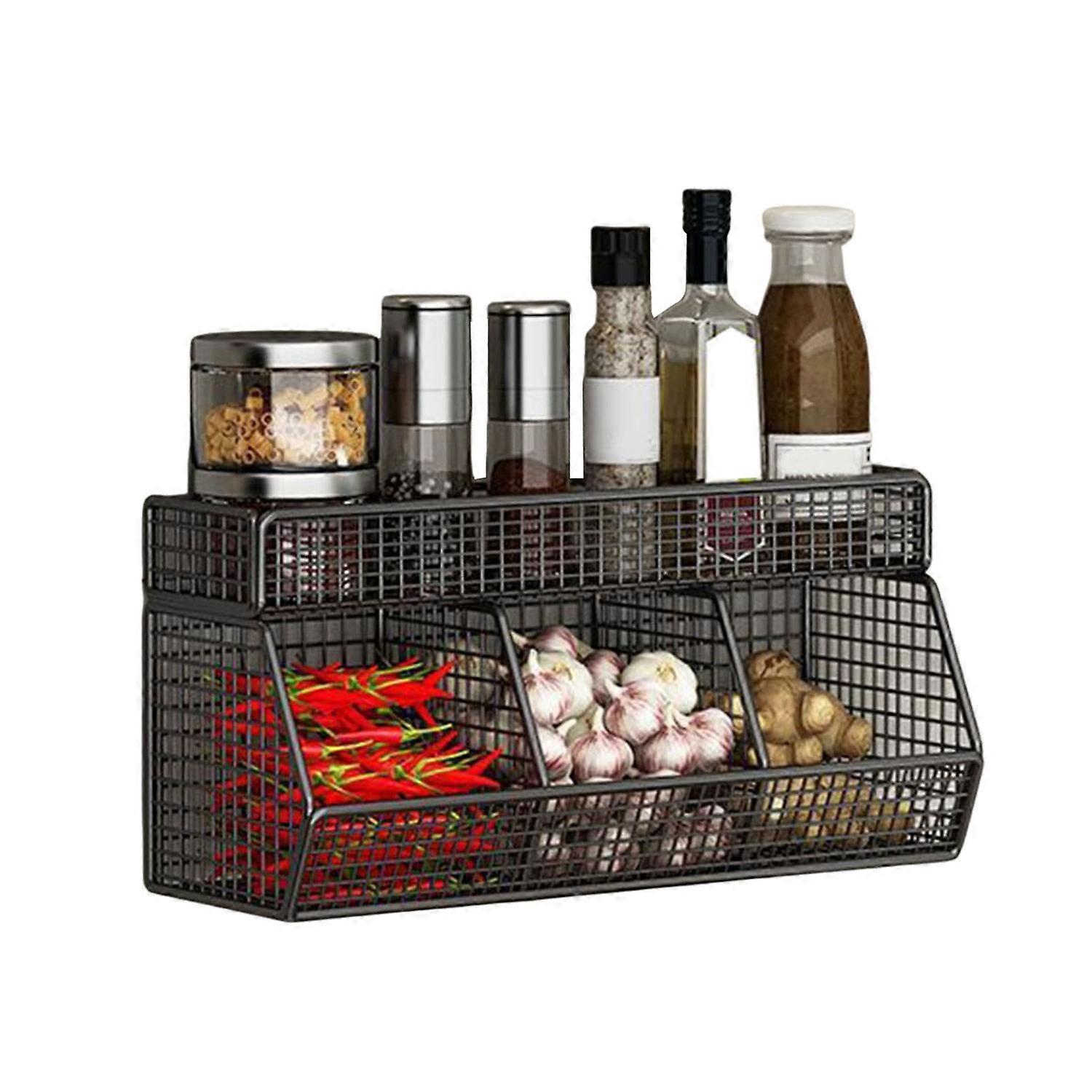 Wire Mesh Storage Basket Large Capacity Strong Load-bearing Easy Installation Wall Mounted Shelf