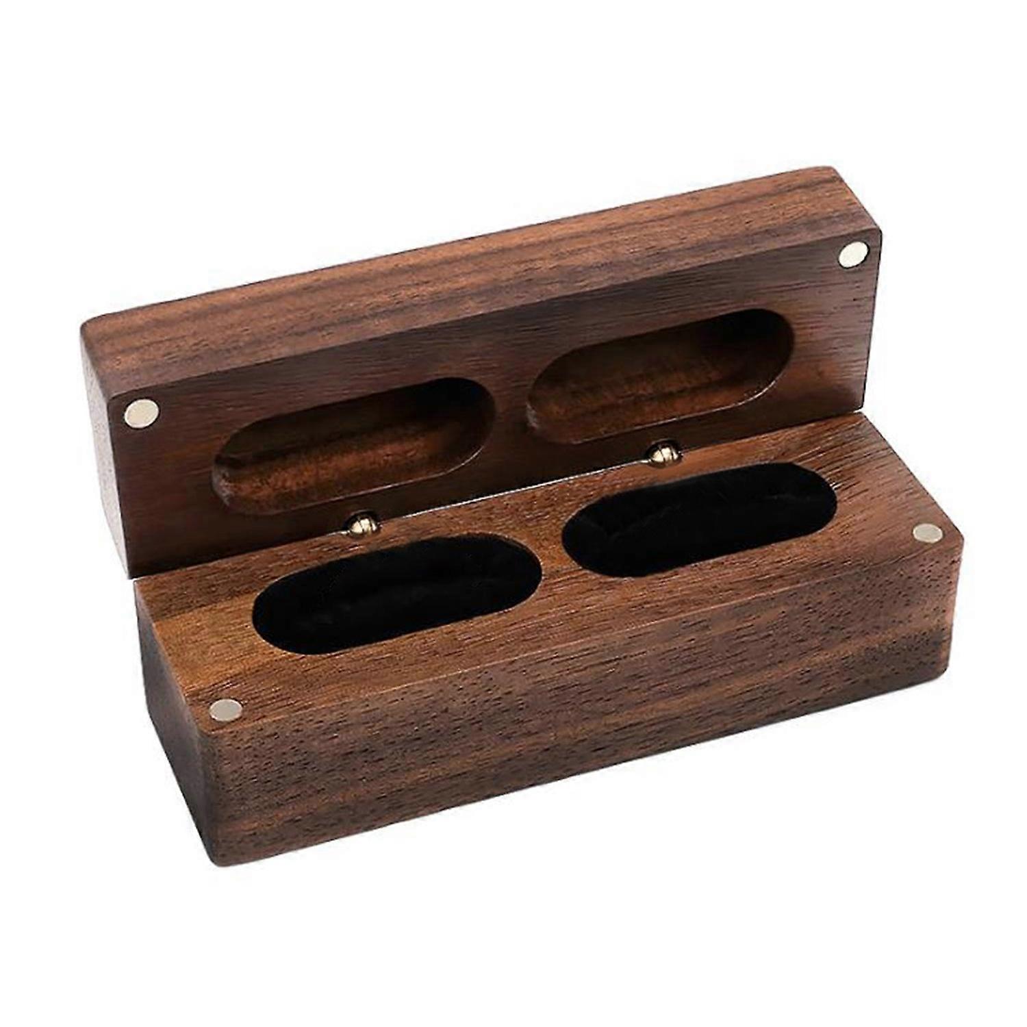 Ring Box Wooden Ring Holder Box Soft Lining Double Ring Storage Case for Proposal Engagement Wedding