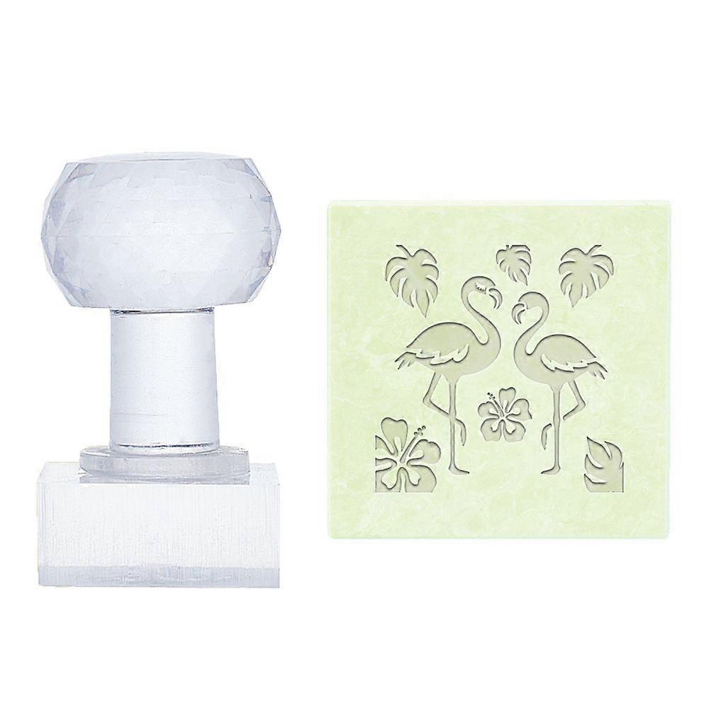 Plastic Stamps DIY Soap Molds Supplies Square Flamingo Pattern 38x38mm