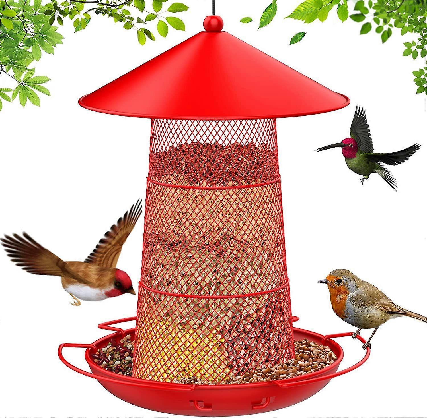 Wild Bird Feeder, 3 Tier Retractable Metal Bird Feeders for Outside Hanging, Squirrel-Proof Bird Feeder with 3 Perches