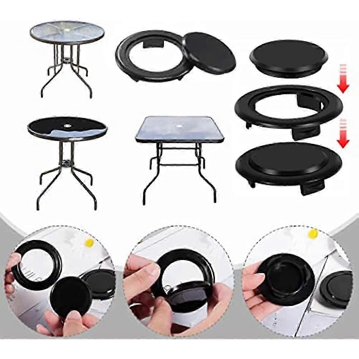 2 Sets Patio Table Umbrella Hole Ring and Cap Set, Plastic Umbrella ...
