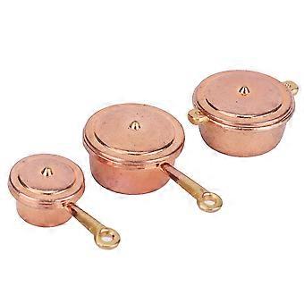 1:12 Dollhouse Cookware Set Miniature Simulation Pan Boiler Doll House Kitchen AccessoryGold Yellow-Good