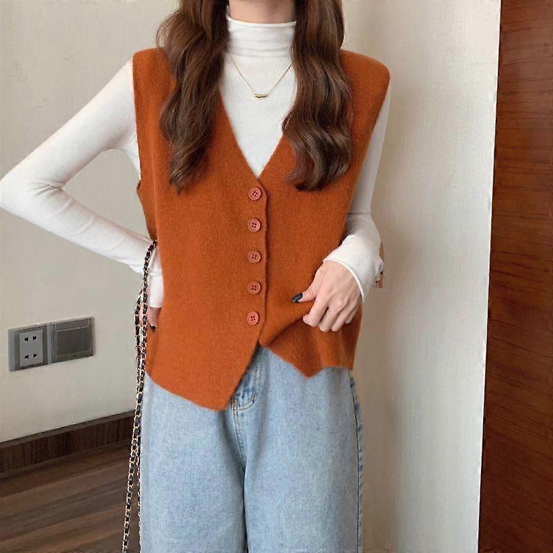 Cardigan Vest Autumn and Winter 2023 Little Fragrant Sweater Knitted Vest Women Sleeveless Overlapping Small Cuff Sweater Vest