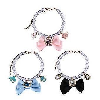 Valphalsband för bröllop Katthalsband med nitar, kristallrosett, högtidshalsband, halsband, halsband, husdjursfotorekvisita, XS