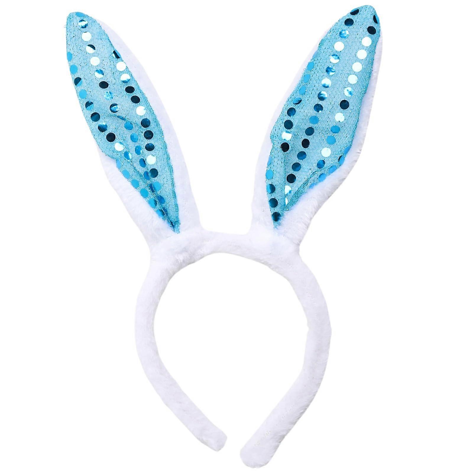 Blue Plush Rabbit Ear Headbands for Easter and Birthday Parties, Soft and Comfortable, Adjustable Size