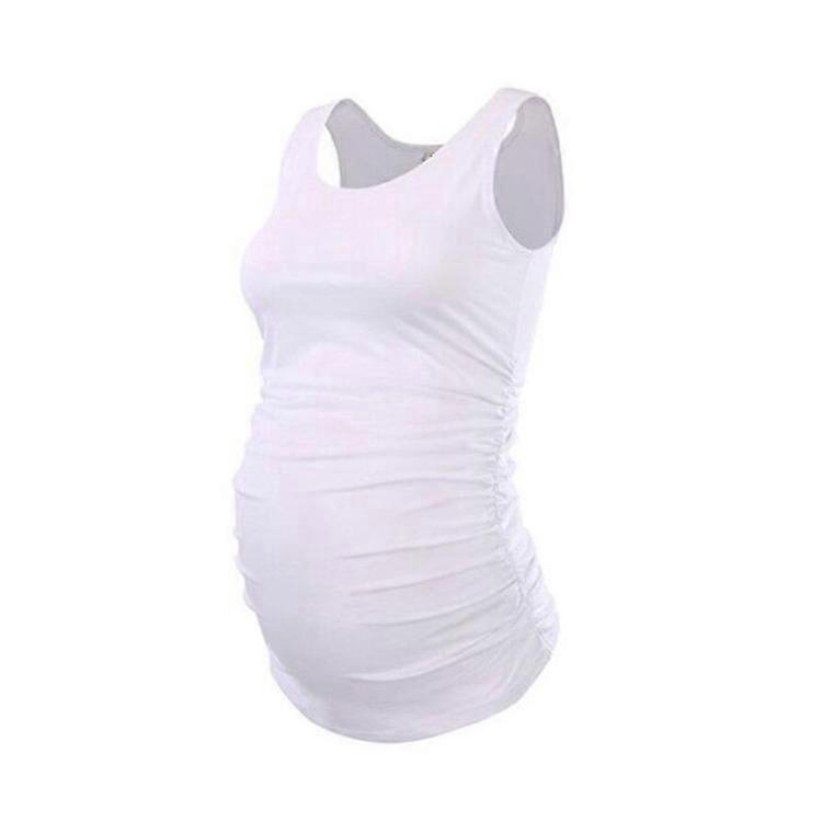 Maternity Basic Tank Top Mama Clothes Sleeveless Women's Solid Side Ruching Vest