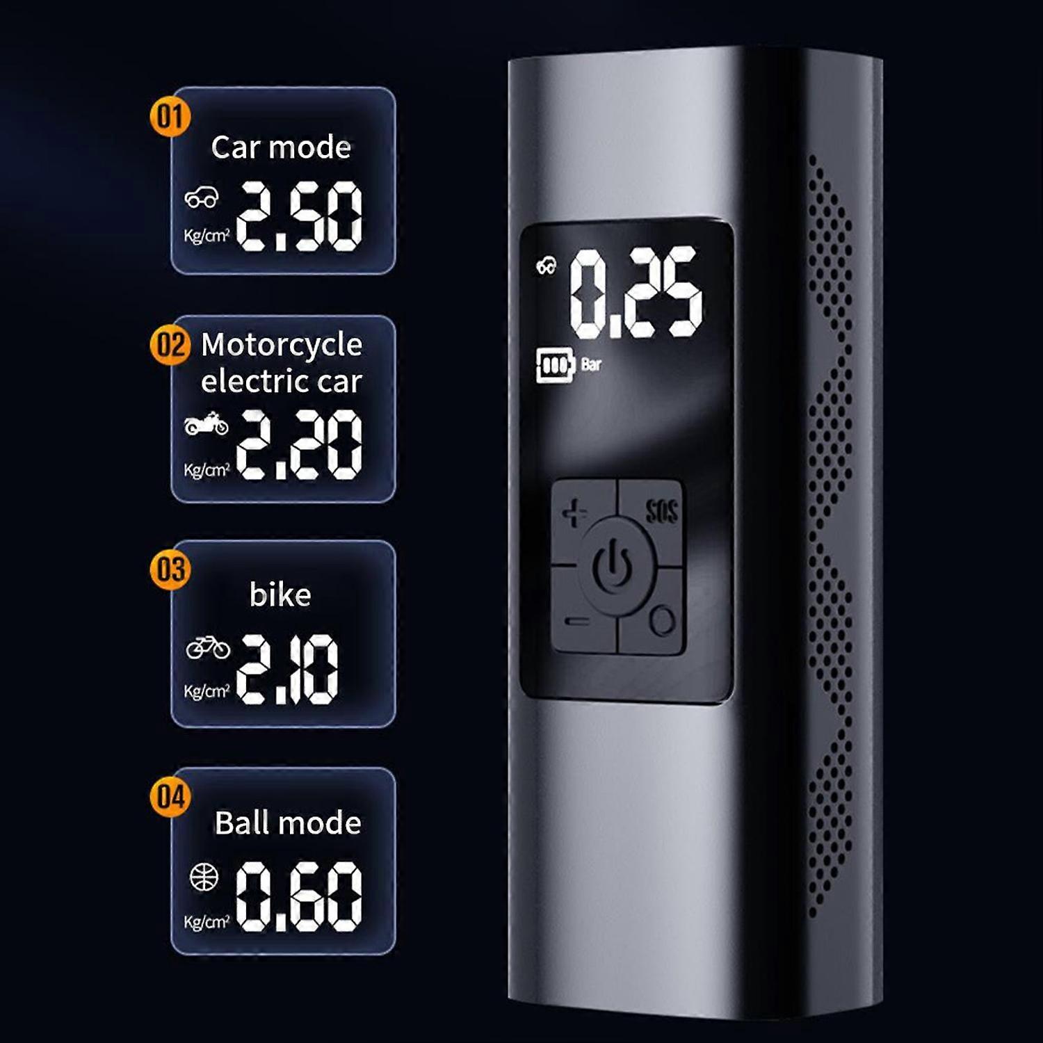 Portable Wireless Air Compressor Battery Power Tire Inflator Rechargeable Cordless Emergency LED Ele