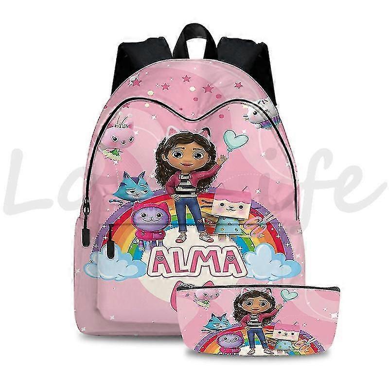 ギャビーのドルハウスバックパックガールズボーイズスクールバッグキッズカートゥーンカワイイバッグパック2個/セットギャビーキャットブックバッグモチラ子供用バックパック