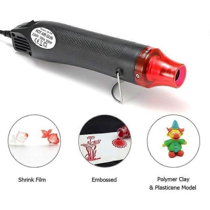 300W Heat Gun Hot Air Gun for DIY Rubber Stamp Convex DIY Thermal Sheet Heat Shrink Tubing Black