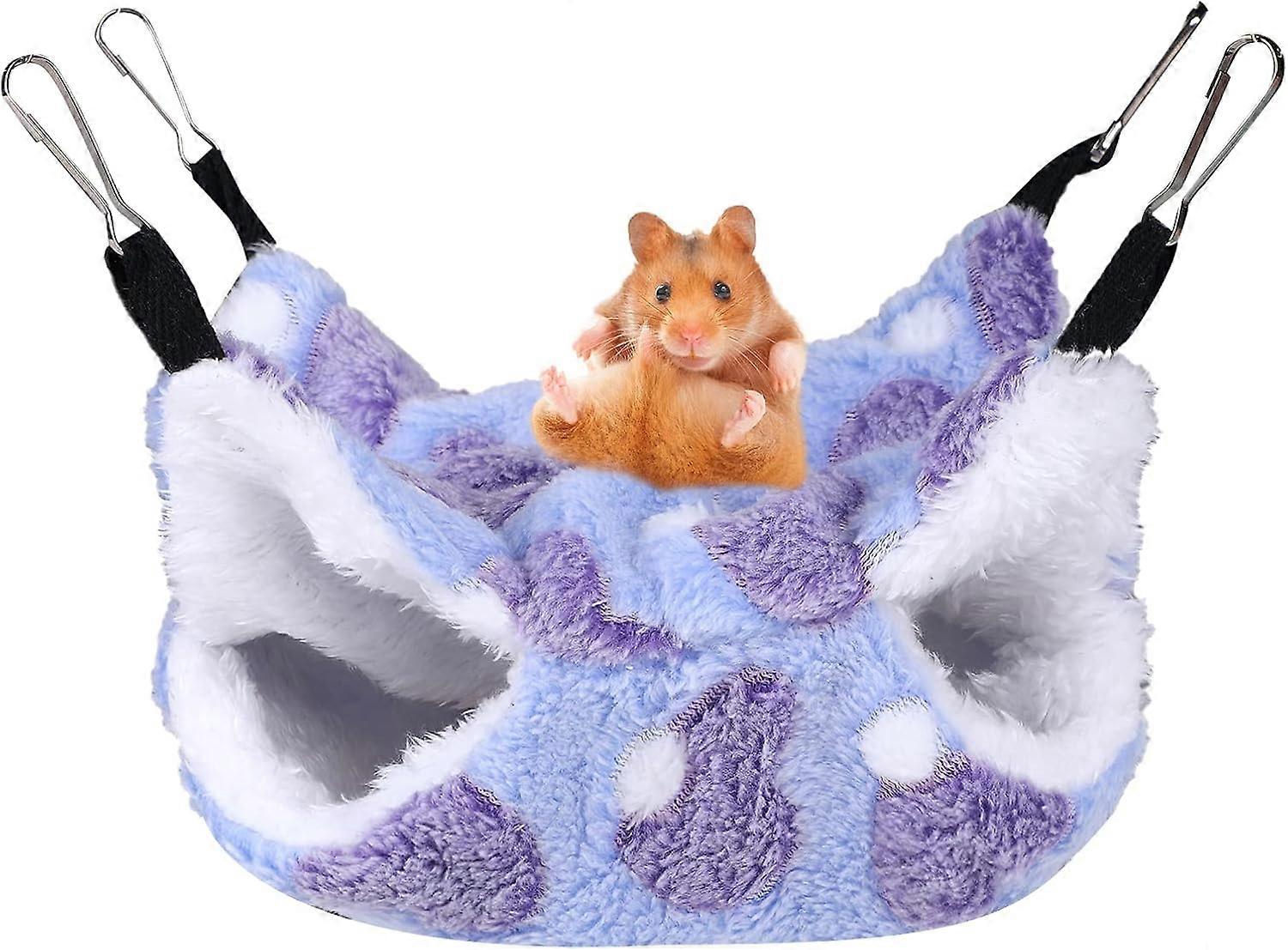 Pet Warm Plush BunkBed Cage Accessories, Double Deck Design With Easy Attach Metal Hooks, Cozy Soft Material Hanging Hammock For Small Animals