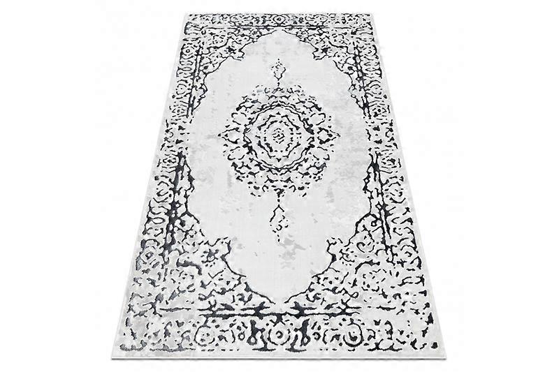 Carpet ALLURE 1961 Ornament, frame - Structural, stylish, glamour white / grey