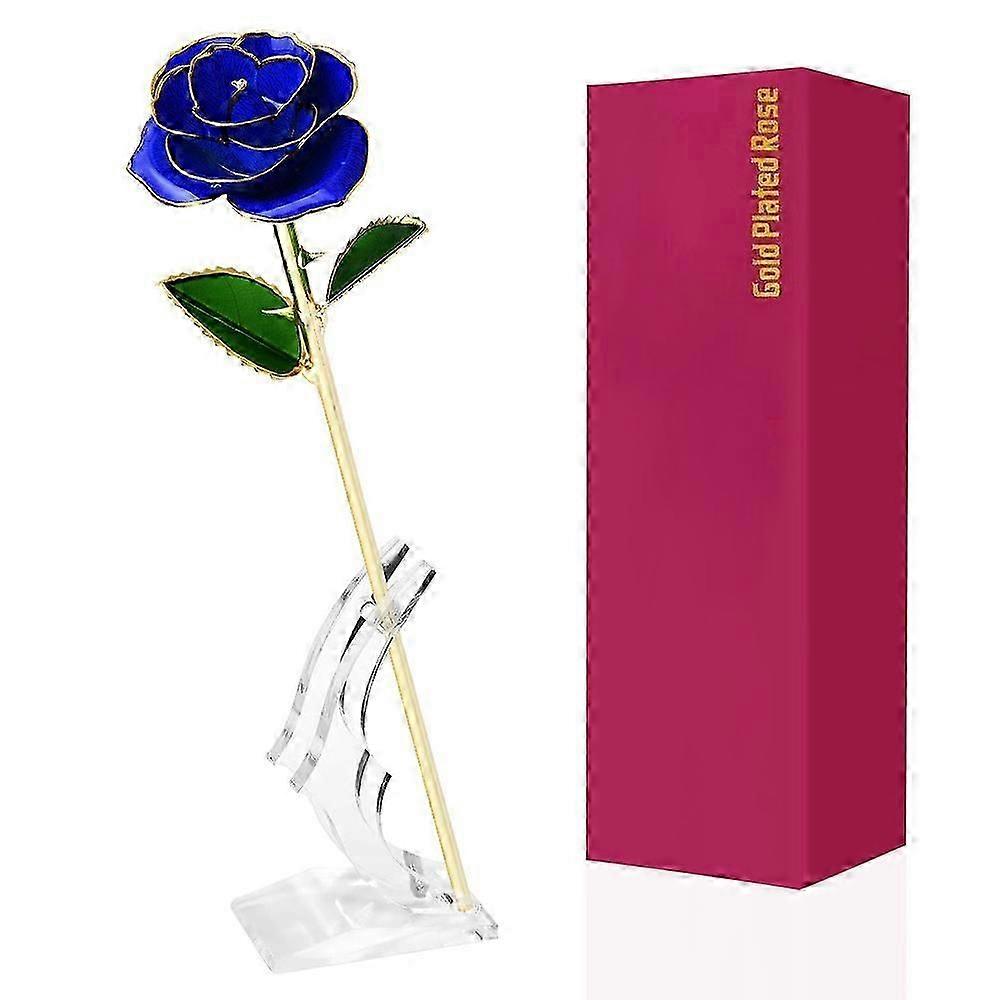 "24 K Altın Kaplama Gül Yapay Çiçekler Altın Daldırma Gül Standı ile Sevgililer Günü Hediyesi Karısı Kız Arkadaşı Anne Öğretmen"