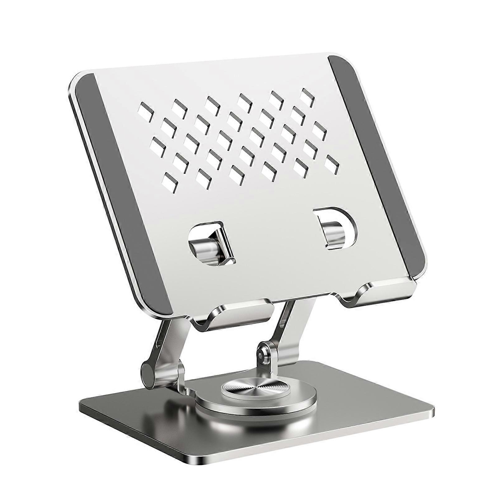 360Degree Rotatable Tablet Stand With AntiSlip Silicone Base Foldable Tablet Holder Freedom and Firmly Grip for Study  Silver
