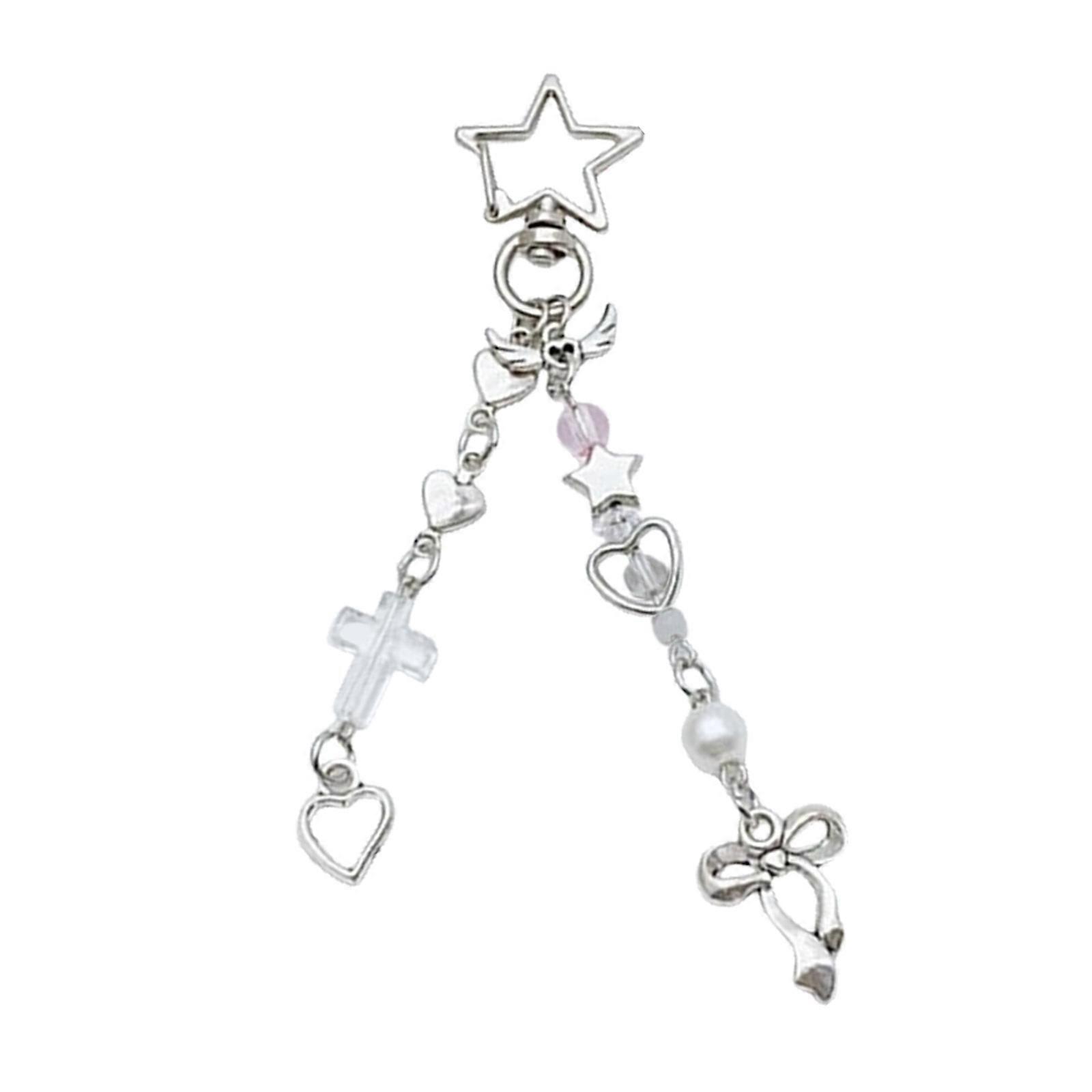Themed Beaded Key Chain Unique Inspired Beaded Key Chain Decors with Angelic Wing and Heart Accent Transparent