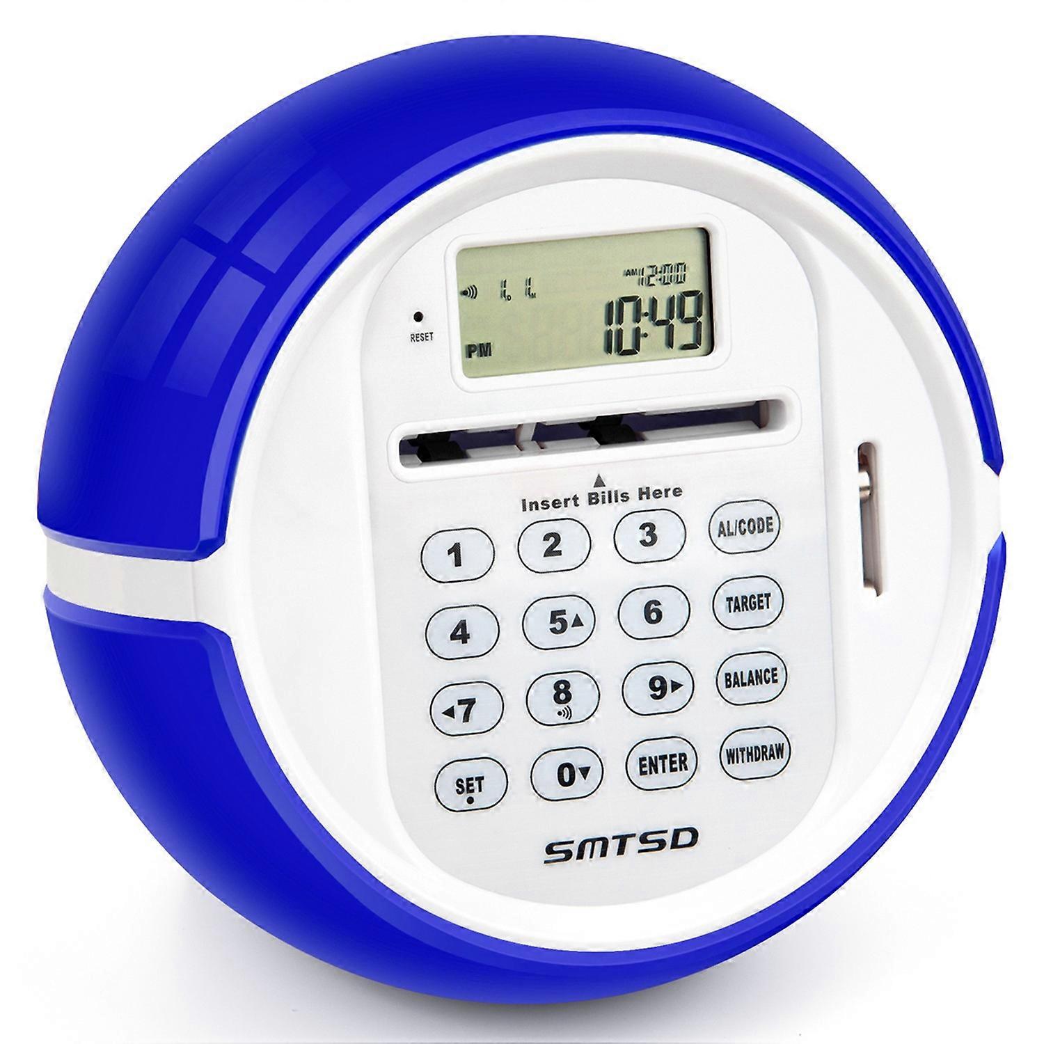 Smart Coin Bill Recognizing Piggy Bank for Kids Automatic Counting Money Box (USD Version)-Blue