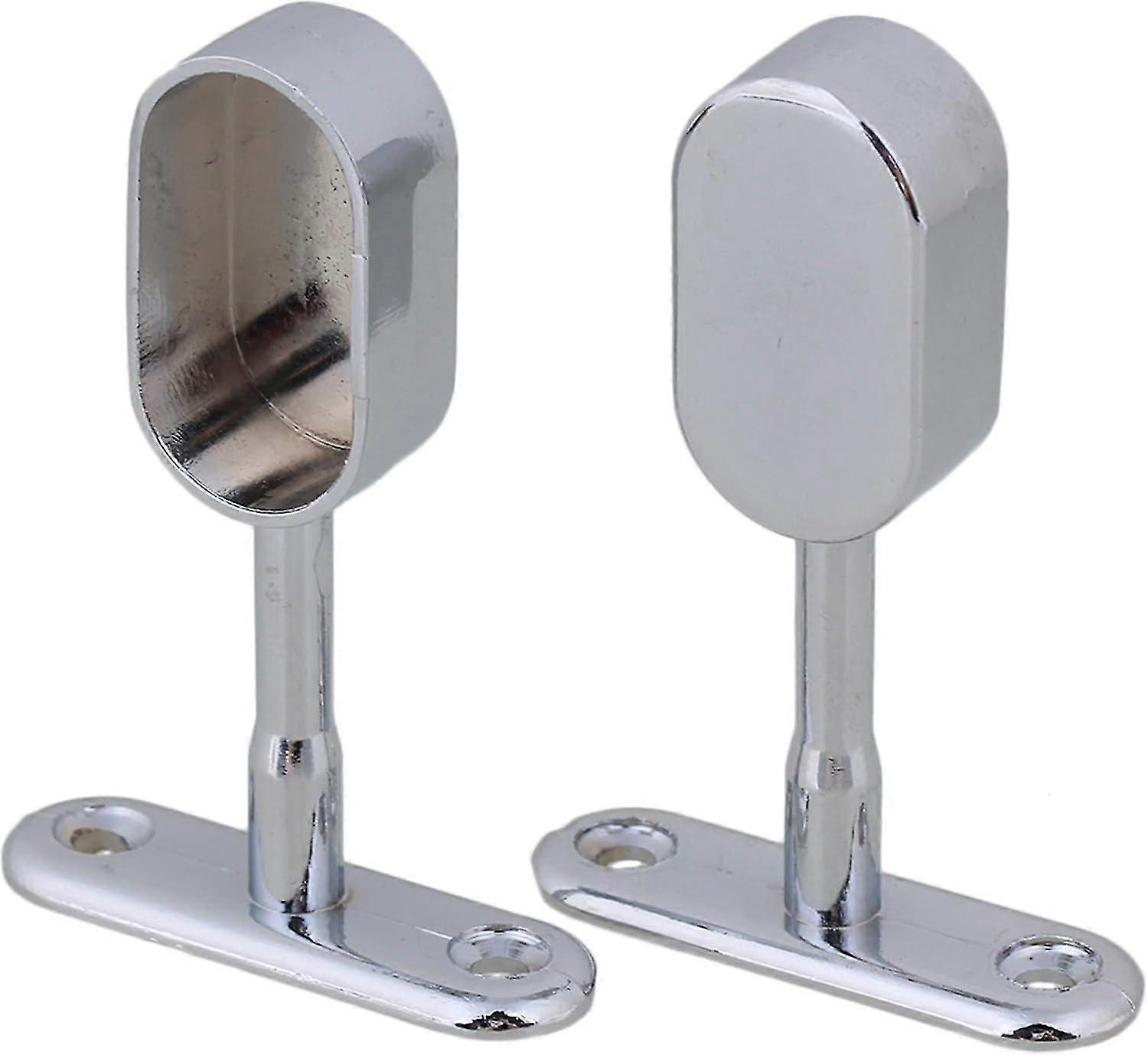 Set of 2 oval rails for curtain rods and clothes rails, silver chrome, zinc alloy, 16 mm