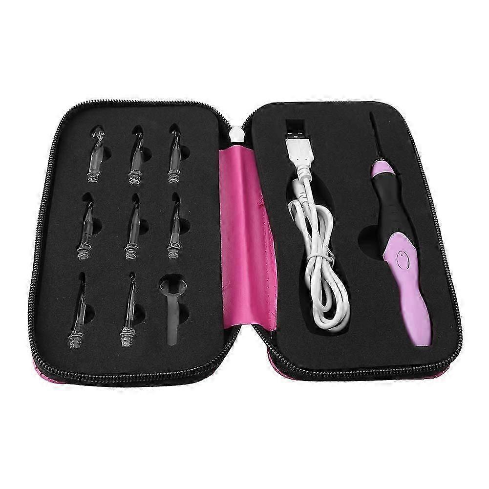 Lighted Crochet Hook Set, 9 Size Interchangeable Heads 2.5mm to 6.5mm USB Rechargeable LED Lighted Crochet Hook Set with Case
