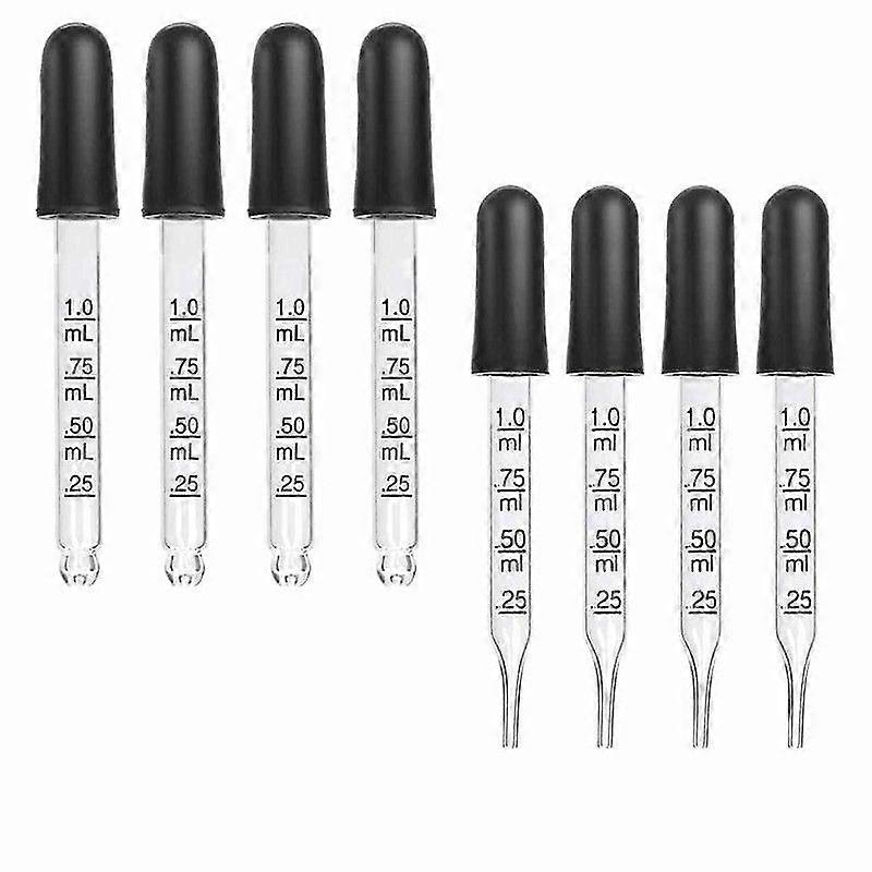 8kpl 1ml silmätippa, lasipisara mittauksilla pipetit tiputin kumipäällä lasipipetti lääkkeelle