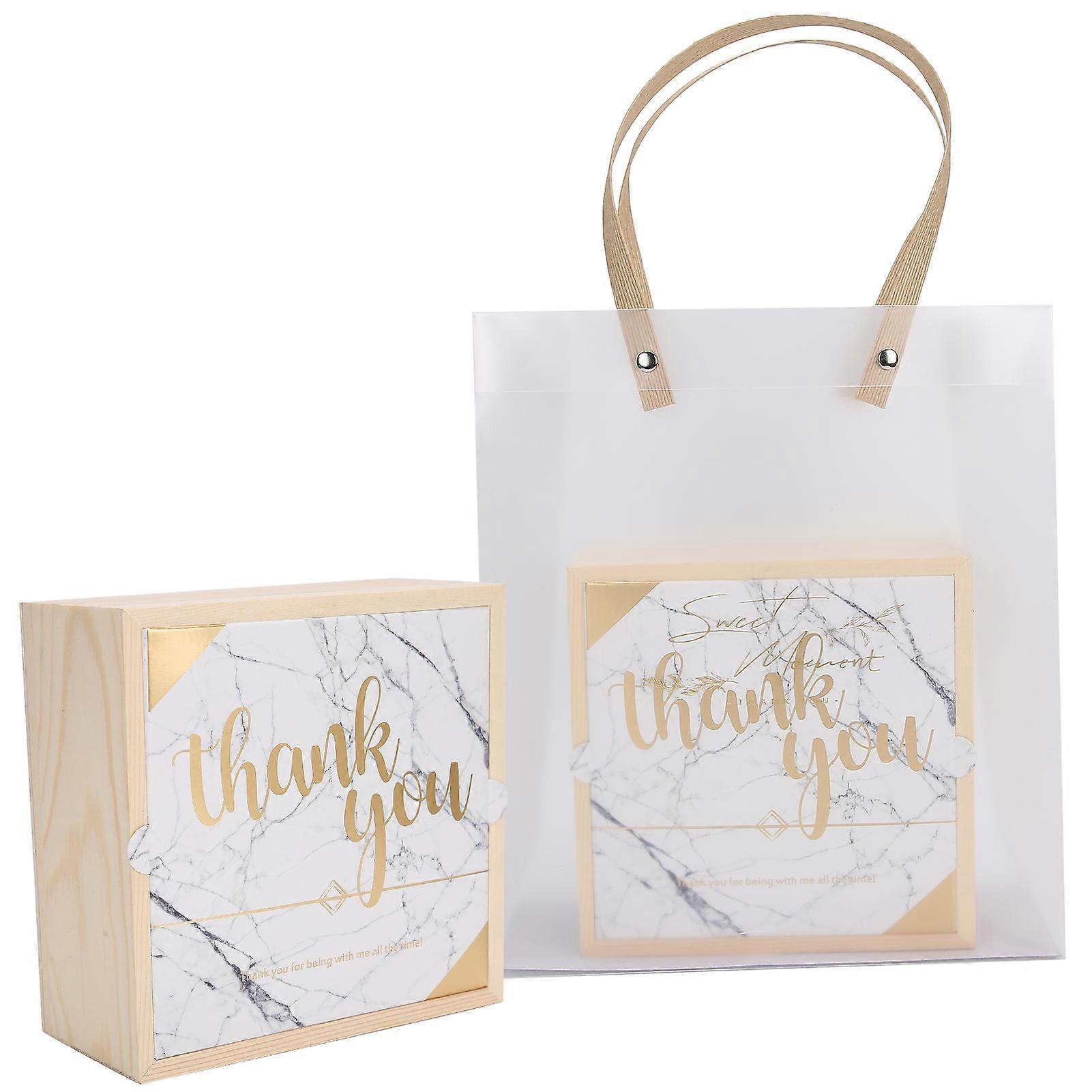 2 Set Wedding Wooden Gift Box & Candy Packaging Bag