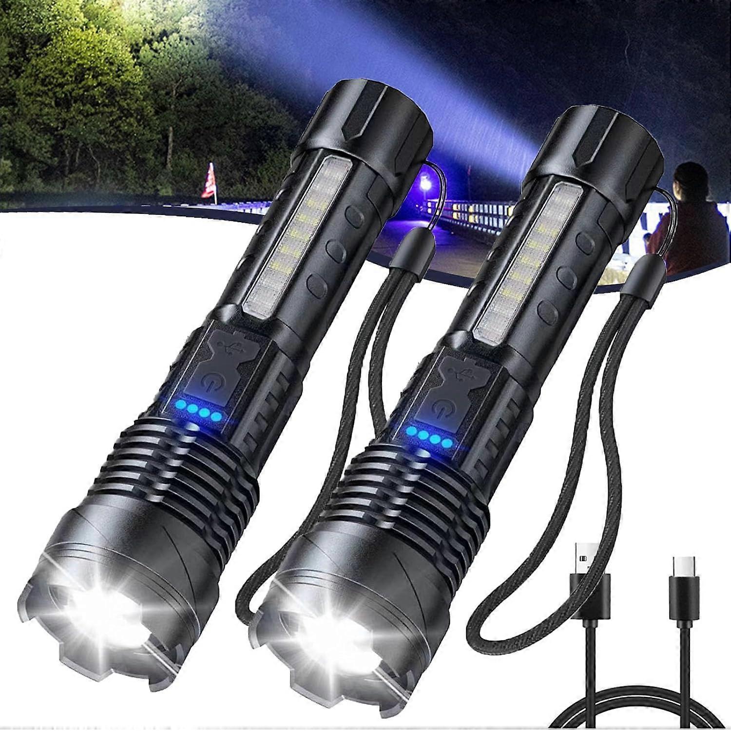 Economicalk Flashlight A70 Tactical LED, Rechargeable, Waterproof, Portable Camping Flashlight (2pcs) - Upgraded 2024 Model