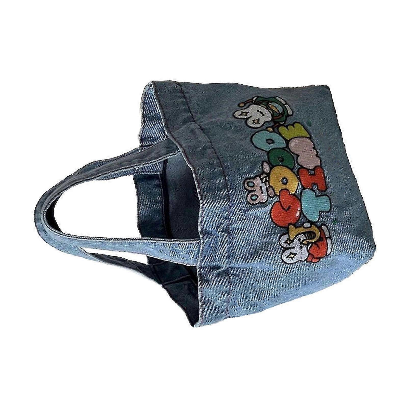Cartoon Embroidery Hand Bag Lovely Fashionable Multi Functional Large Capacity Lunch Hand Bag Type 2 Free Size