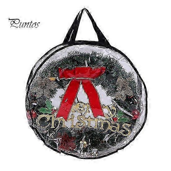 JiaWei Christmas Wreath Storage Bag with Handle Zipper Closure Large Capacity Transparent Garlands Mini Trees Dustproof Organizer UuR