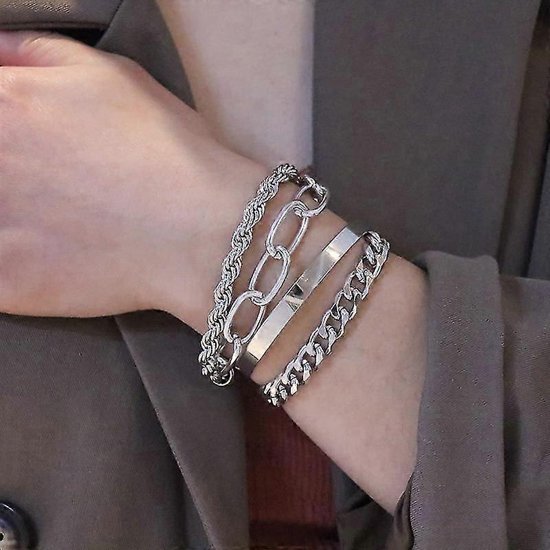 Bracciale regolabile Boho Chain Set Bracciali Punk per ragazze da donna, oro / argento