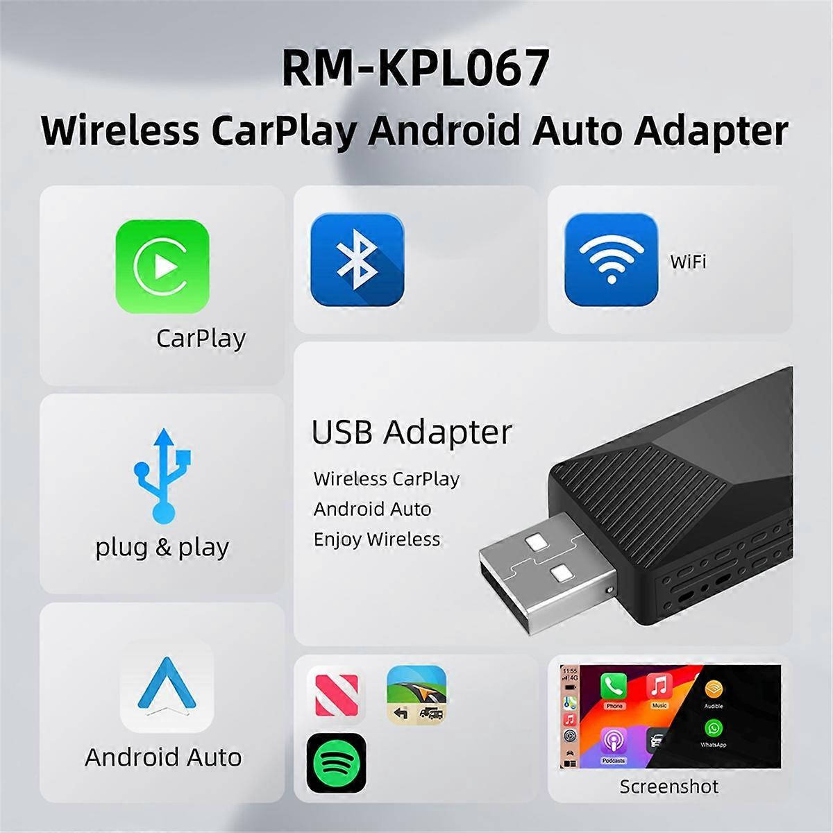 Wireless Carplay&Android Auto Box 2in1 Wired to Wireless Dongle Plug&Play Mini AI Box CarPlay Andro