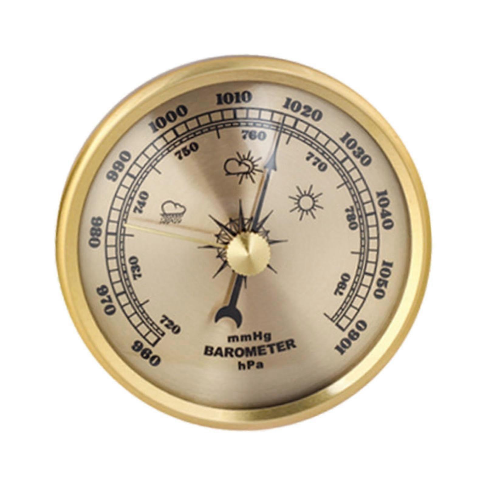 Aneroid Barometer 960-1060hPa Air Pressure Gauge for Boats, Fishing, and Gardening, Gold, Multipurpose Design